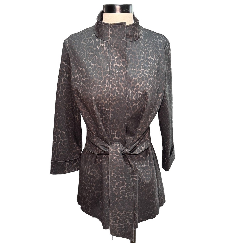 Renuar Belted Leopard Black Jacket Women's M